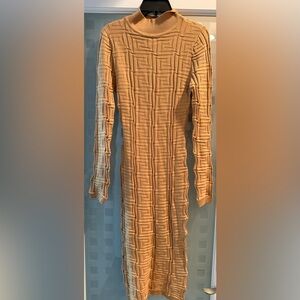 Elegant Tan Knit Dress